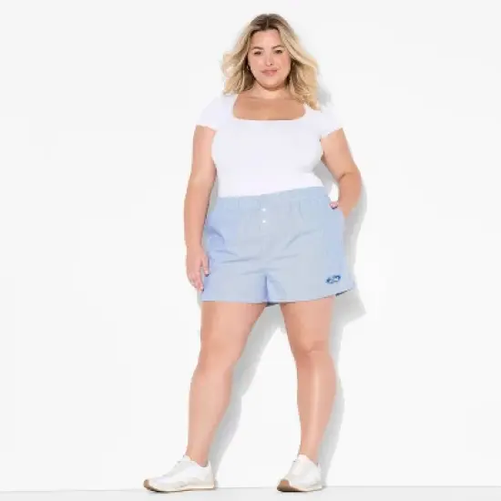 Women's Ford Railroad Striped Graphic Boxer Shorts - Blue image {4}