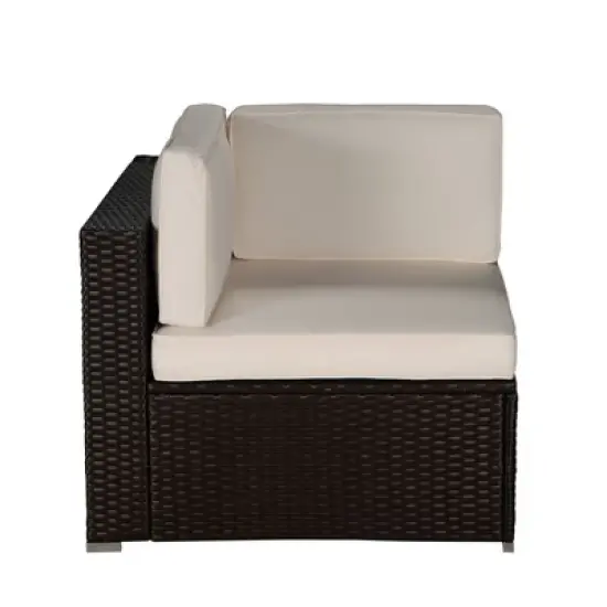 6pc Outdoor Rattan Wicker Conversation Set with Sofa, Chairs & Coffee Table - Brown/Beige - GODEER image {5}