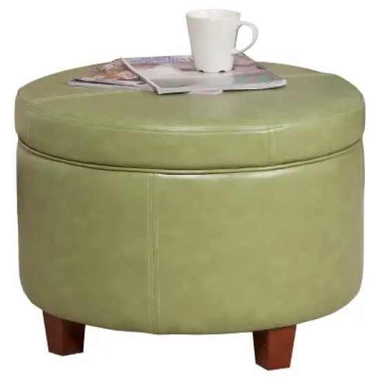 Large Round Storage Ottoman - HomePop image {13}