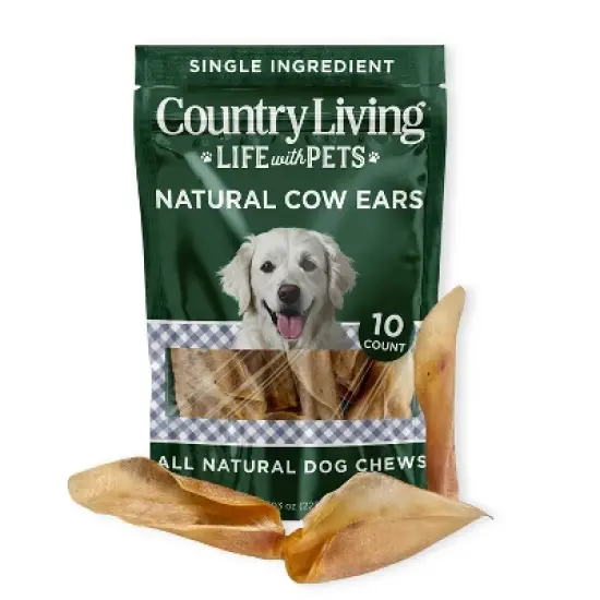 Country Living Natural Cow Ears Dog Chews &ndash; 10 Count Bag &ndash; All-Natural, Single-Ingredient, Long-Lasting Dog Chews image {8}