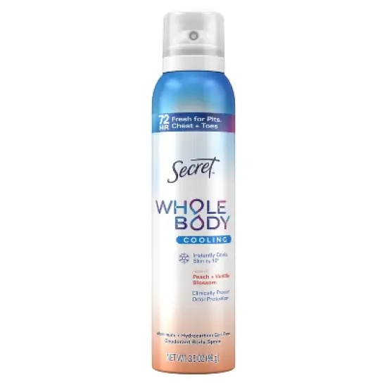 Secret Whole Body Deodorant Spray - Peach & Vanilla - Aluminum-Free 3.5oz image {13}