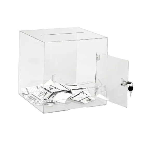 AdirOffice Locking Acrylic Ballot/Donation Box Clear (637-02-4) image {2}