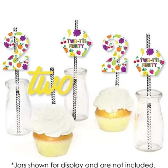 Big Dot of Happiness 2nd Birthday Two-tti Fruity - Paper Straw Decor - Frutti Summer Second Birthday Party Striped Decorative Straws - Set of 24 image {3}