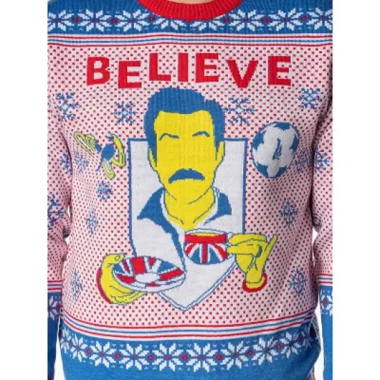 Ted Lasso Men's Believe Fair Isle Ugly Christmas Sweater Knit Pullover image {3}