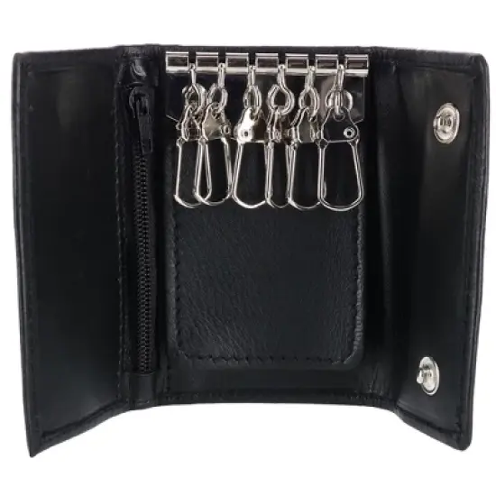 CTM Men's Leather Key Case with Exterior Pocket image {1}