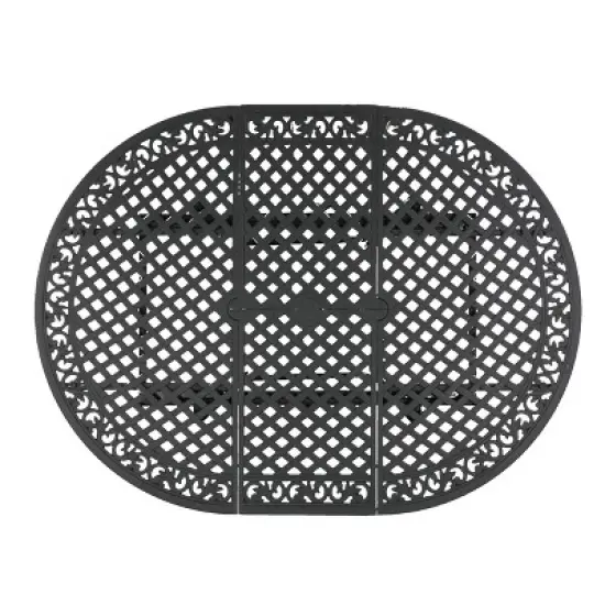 GDFStudio Stock Outdoor Expandable Aluminum Dining Table with Umbrella Hole image {4}