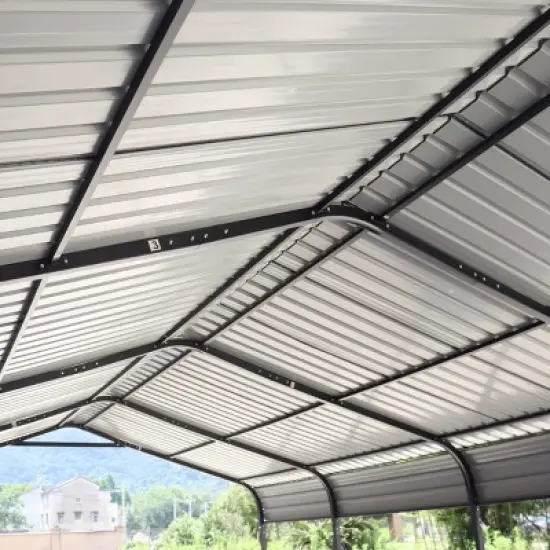 12X20 FT Heavy Duty Metal Carport,Outdoor Activities Storage Shed,Carport With Galvanized Steel Roof And Metal Frame For Car Truck-Coolbibila image {6}