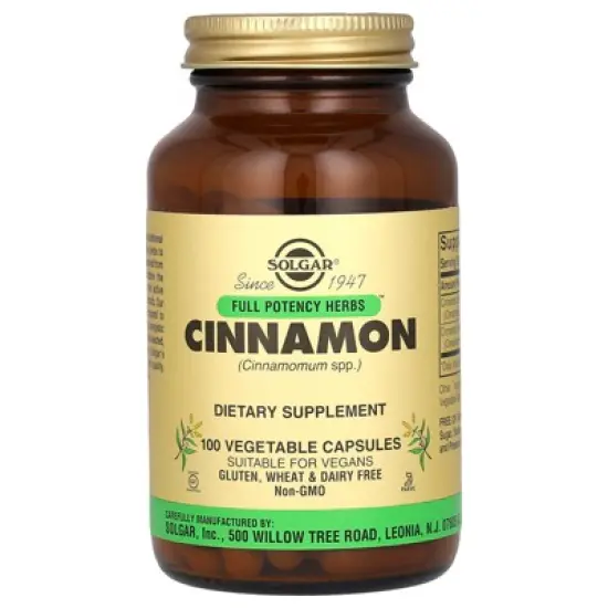 Solgar Full Potency Herbs, Cinnamon, 100 Vegetable Capsules image {4}