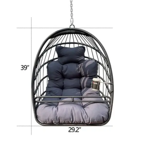 CAVINAS Swing Hammock Egg Chair without Stand,Hanging Chair with Foldable Frame and UV Resistant Cushion,Patio Swing for Backyard Balcony Porch image {2}