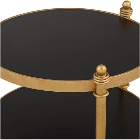 55 Downing Street Modern Luxe Wood Round Accent Side End Table 18 3/4" Wide Black Gold 3-Tier for Spaces Living Room Home House image {2}
