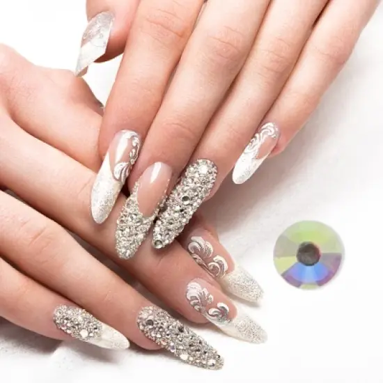 Unique Bargains Flat Bottom Style Rhinestone Nail Supplies 2PCS image {5}