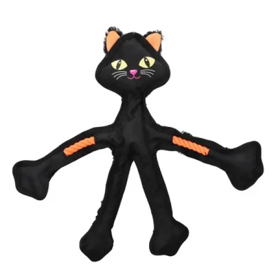 Multipet Skelerope Black Cat Interactive Plush Dog Toy - Black image {5}