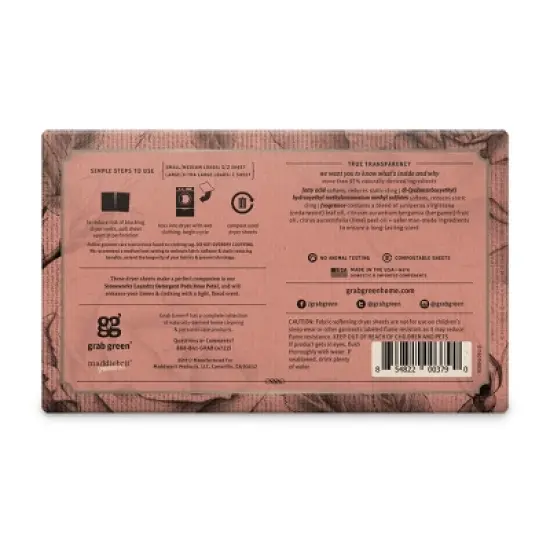 Grab Green Stoneworks Dryer Sheets, Rose Petal Scent image {1}
