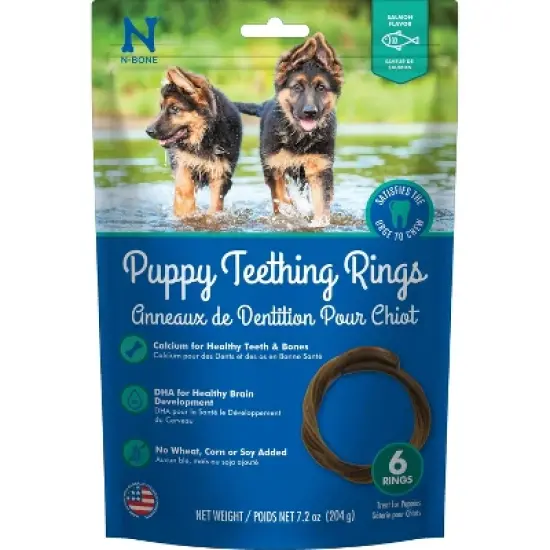 N-Bone Puppy Teething Rings Salmon Flavor Dental and Hard Chew Dog Treats - 7.2oz image {7}