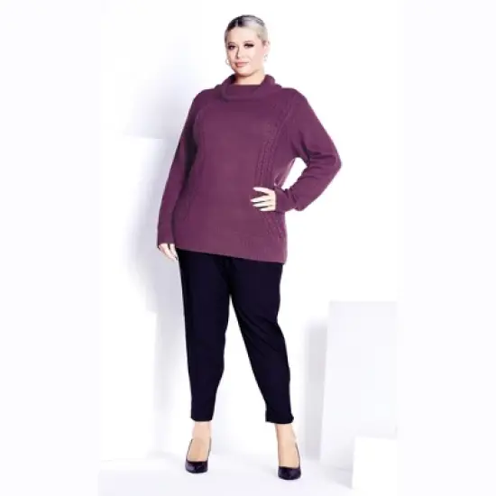Women's Plus Size Rosie Cable Knit Sweater - iris | AVENUE image {2}