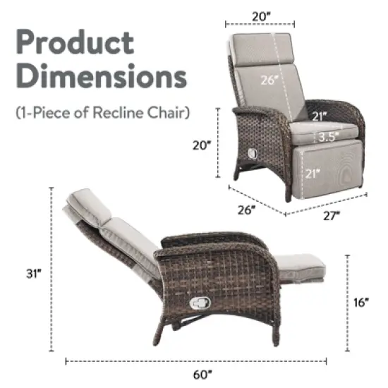 Outdoor Adjustable Reclining Patio Lounge Chair image {1}