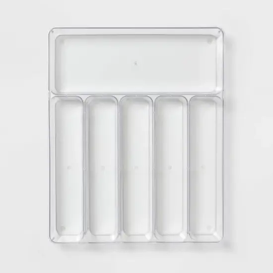 6 Compartment Plastic Drawer Flatware Organizer - Brightroom&trade;: Clear In-Drawer Silverware Tray, Contemporary Style image {2}