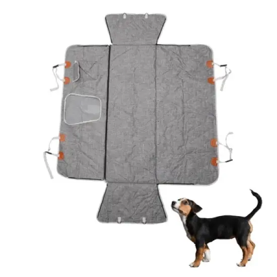 Unique Bargains Removable Pet's Car Seat Cover with Safety Belts Gray 1 Pc image {5}