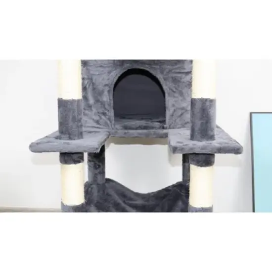 Racxily 78 in Cat Tree Tower with Large Condo Sisal Scratching Post Big Hammock and Top Platform image {3}