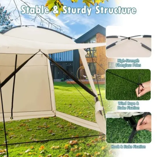 Costway Screen Dome Camping Tent for 6-8 People with 4-Side Mesh Walls Carrying Bag image {6}