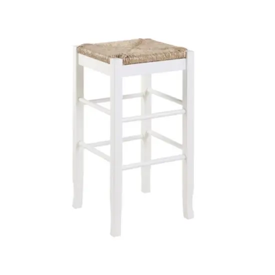 Rush Seat Hardwood Barstool White - Boraam image {6}