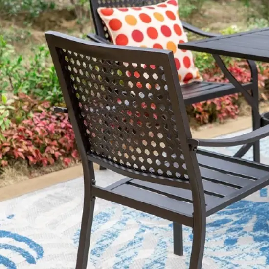 5pc Outdoor Dining Set with Metal Slat Square Table with 1.57" Umbrella Hole - Captiva Designs image {5}