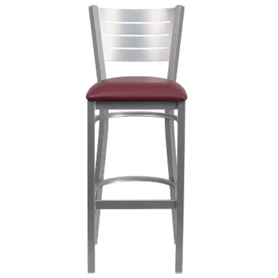 Flash Furniture Silver Slat Back Metal Restaurant Barstool image {3}