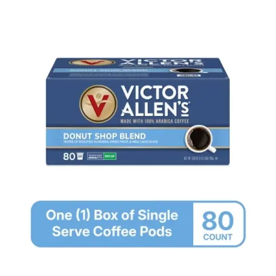 Victor Allen's Coffee Decaf Donut Shop Blend, Medium Roast, 80 Count, Single Serve Coffee Pods for Keurig K-Cup Brewers image {2}