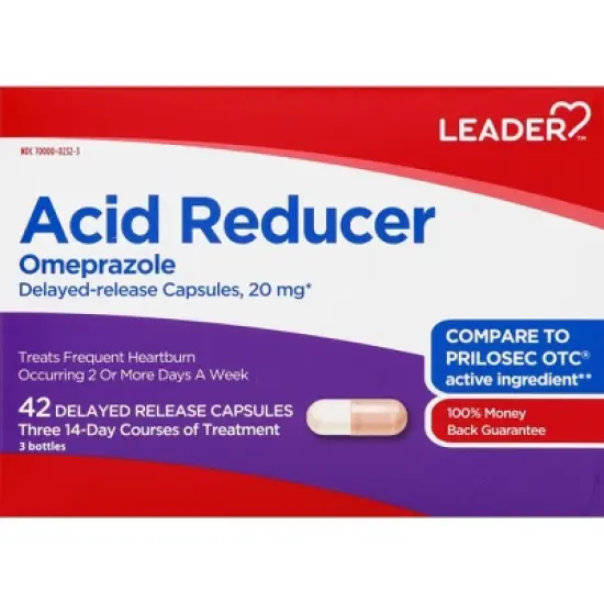 Leader 20 mg 24 Hour Omeprazole 3 - 14 Capsule Bottles image {7}