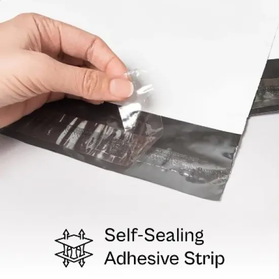 PSBM 1000 9" x 12" 2.5 Mil White Poly Mailers Self Seal for Shipping Small Items image {3}