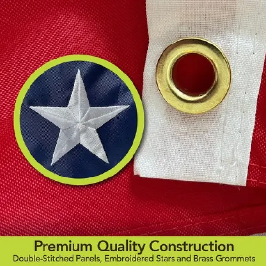 Patriotic Embroidered Bunting USA 72" x 36" Pleated Banner with Brass Grommets Briarwood Lane image {3}