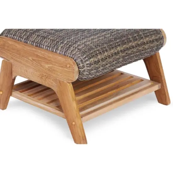 Auburn Upholstered Teak Outdoor Ottoman - Cambridge Casual: Weather-Resistant, Quick Dry Foam Cushion image {5}