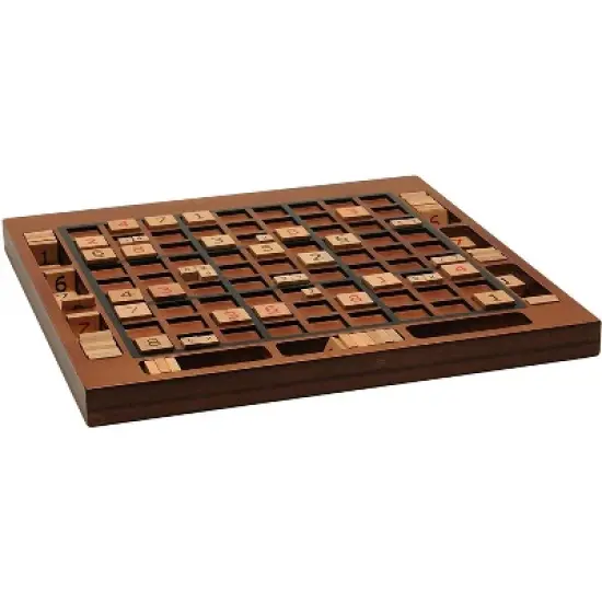WE Games Wooden Sudoku Board with Storage Slots in Walnut Stain - 11.5 in. image {2}