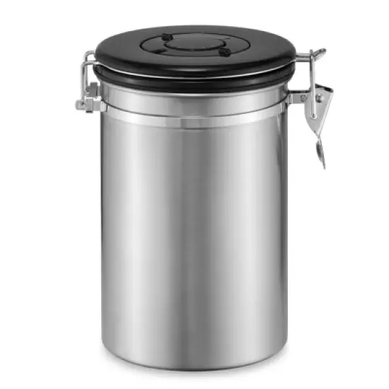 Bretani 24 oz Coffee Canister & Scoop Set - Stainless Steel Airtight Kitchen Storage Container for Coffee Beans and Grounds image {1}