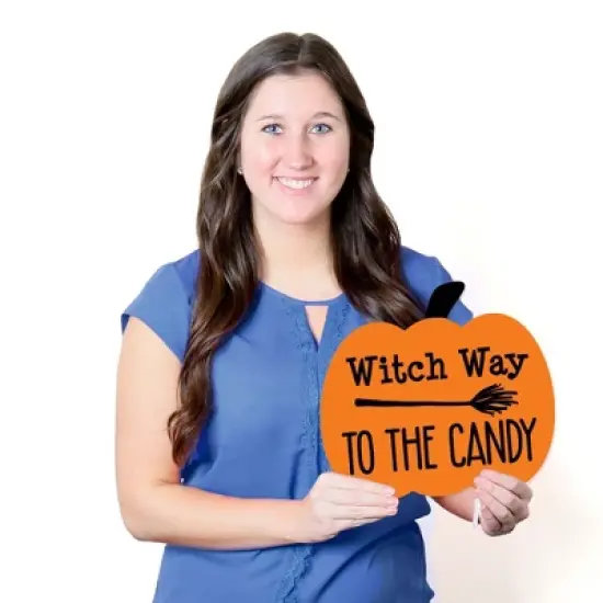 Big Dot of Happiness Funny Trick or Treat? - Pumpkin Lawn Decoration Signs - Outdoor Halloween Yard Decorations - 10 Piece image {7}