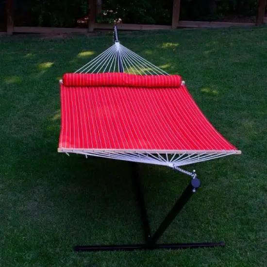 13' Quilted Hammock with Matching Pillow Striped - Red/Brown - Algoma image {7}
