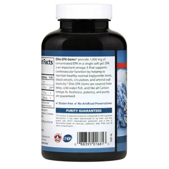Carlson - Elite EPA Gems, 1000 mg EPA, Norwegian, Wild Caught, Sustainably Sourced image {1}