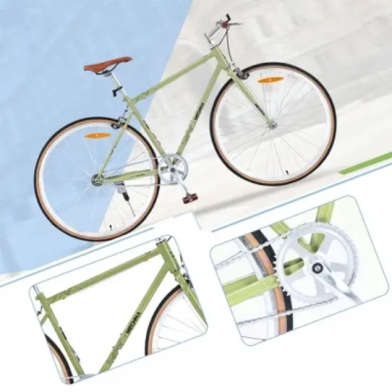 INFURNIC Bicycles, Hybrid Bicycle with Single Speed, Bicycles for Men Women Adults, Commuter Bike with Adjustable Seat, Green, 64.97"*24.41"*38.52" image {2}