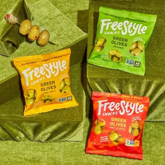 Freestyle Snacks Lemon Garlic Green Olives - 1.1oz image {2}