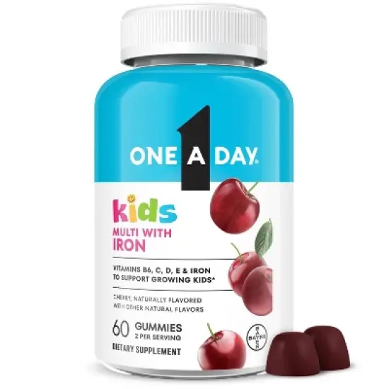 One A Day Kids' Multivitamin Gummies with Iron and Vitamin D - Cherry Flavor - 60ct image {10}
