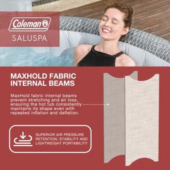Coleman SaluSpa Sicily AirJet Hot Tub with 180 Soothing Jets with Set of 2 Bestway Underwater Non Slip Pool and Spa Seat with Adjustable Legs, Gray image {3}