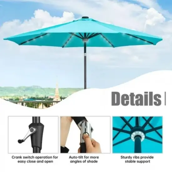 Ainfox 10ft Patio Umbrella  With 40 Led Lights image {4}