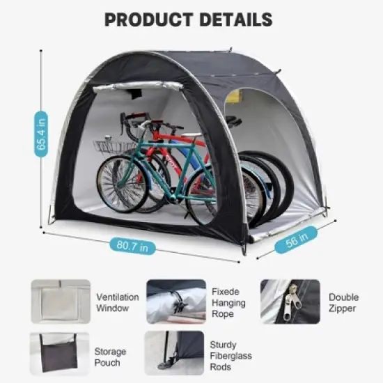 MOEPISY Nylon Portable Bike Shed Black image {5}