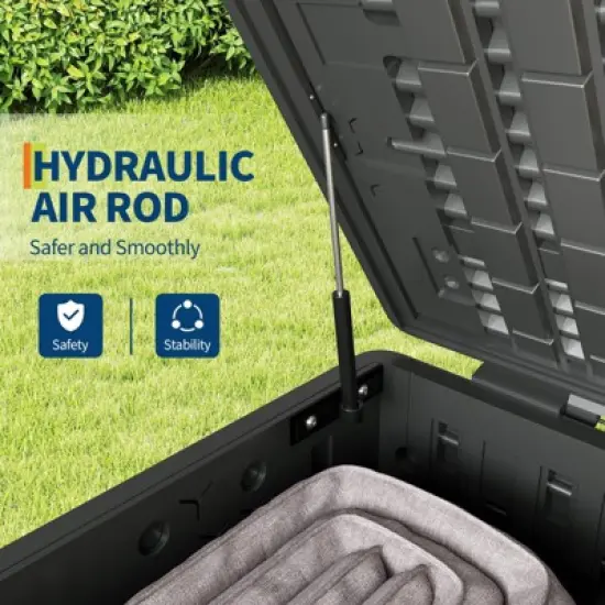 TROPOW120 Gallon Waterproof Large Resin Deck Box Indoor Outdoor Lockable Storage Container for Patio Furniture, Garden, Tools image {6}