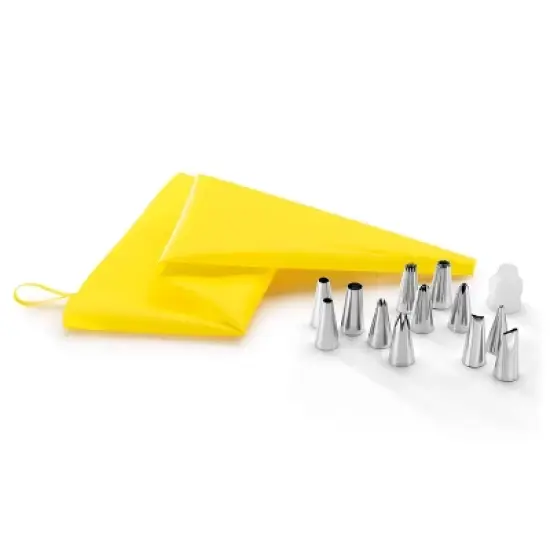 Cuisinart 13pc Yellow Pastry Decorating Set: Includes Piping Bag, Coupler & Stainless Steel Tips, Dishwasher-Safe image {4}
