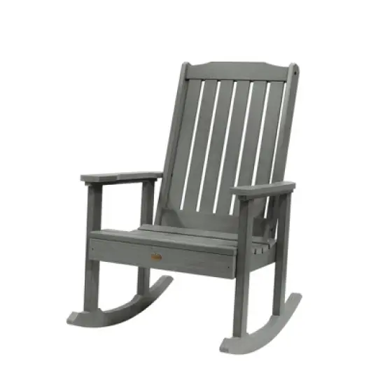 Lehigh 2pk Rocking Chairs with 1 Adirondack Side Table Coastal Teak Gray- Highwood image {2}