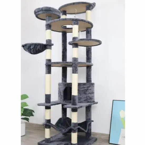 Racxily 78 in Cat Tree Tower with Large Condo Sisal Scratching Post Big Hammock and Top Platform image {4}
