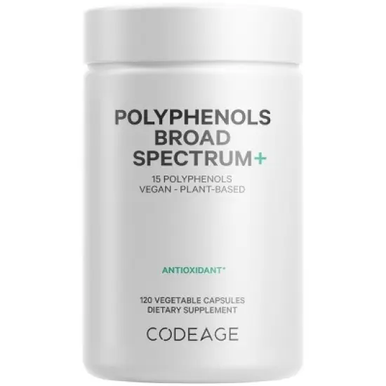 Codeage Polyphenols Broad Spectrum, Green Tea, Quercetin, Turmeric , Resveratrol, Antioxidant Supplement - 120ct image {16}