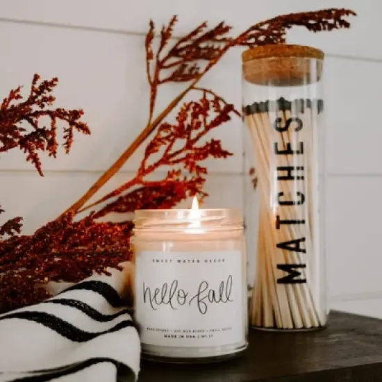 Sweet Water Decor Hello Fall Script 9oz Clear Jar Candle image {2}