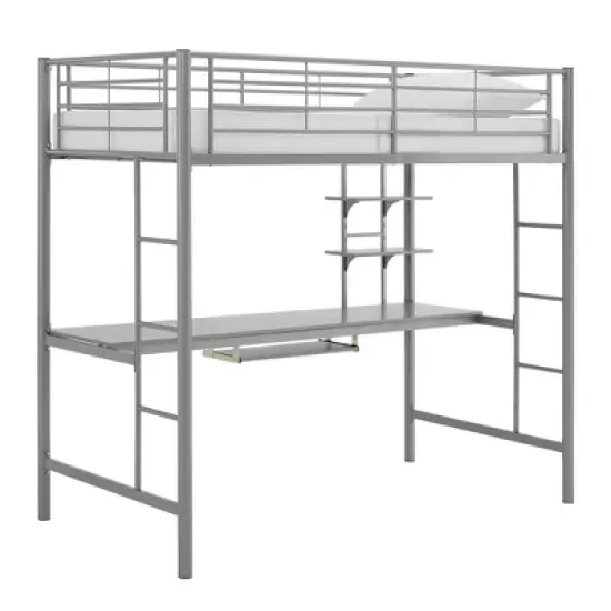 Full Analise Metal Loft Bed with Wood Desk - Saracina Home image {9}
